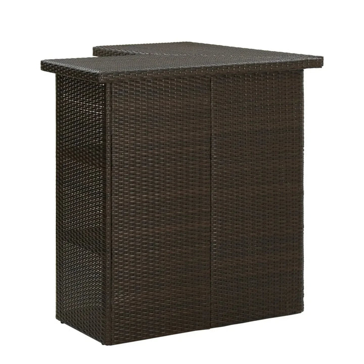 Nieves Outdoor Rattan Wicker Bar Table With Storage Selves
