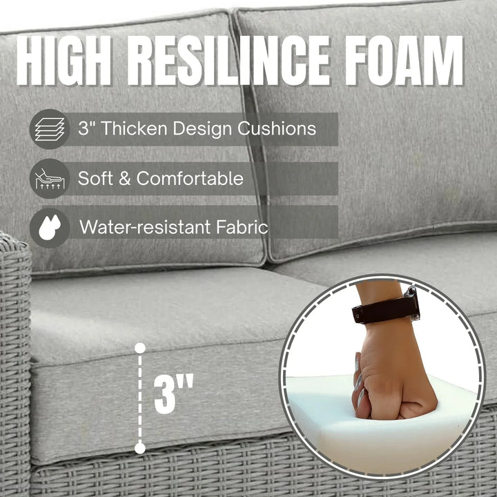 Qirat 4 Pieces Patio Furniture Set, Outdoor Sectional Sofa