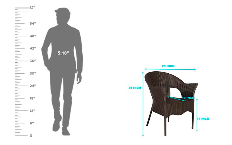 Ace Outdoor Patio Seating Set 4 Chairs and 1 Table Set (Dark Brown)