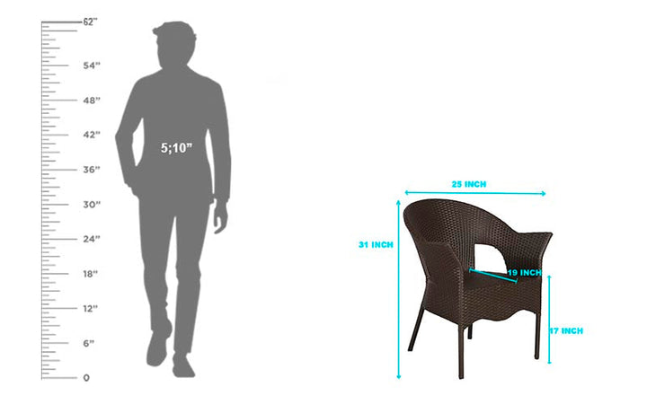 Ace Outdoor Patio Seating Set 4 Chairs and 1 Table Set (Dark Brown)