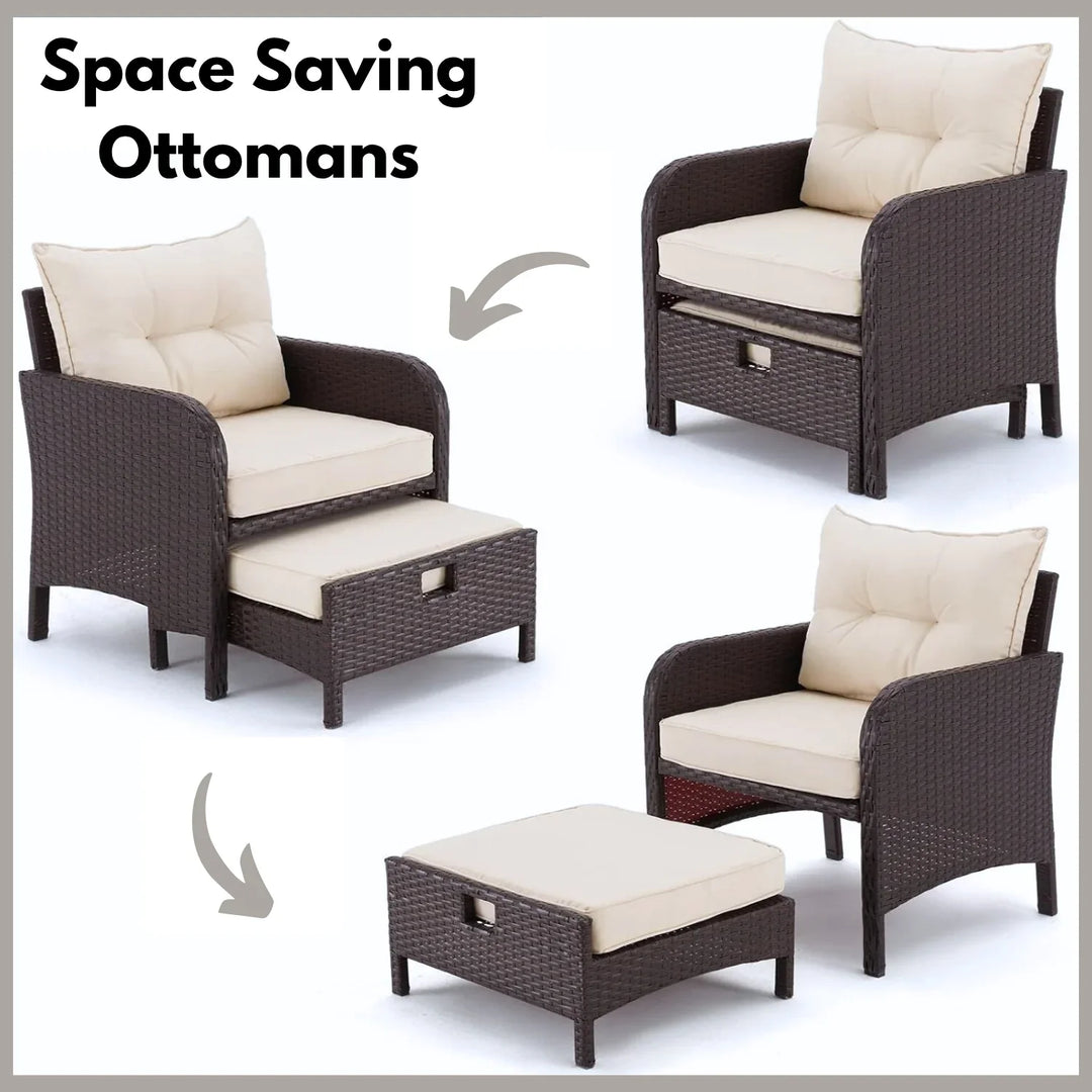 Geetika Outdoor 5 Piece Patio Wicker Furniture Set