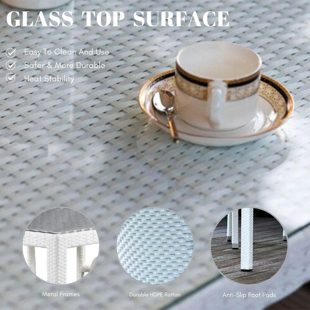 Riko 5-Piece Outdoor Patio Dining Set With Rattan Chairs & Glass-Top Table