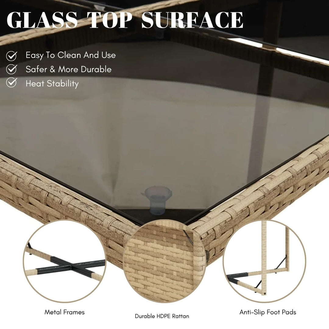 Sigrid Outdoor Rattan Wicker Dinning Set 9-Piece