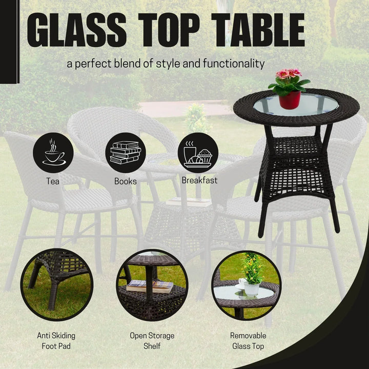 Falak 5-Piece Outdoor Rattan Wicker Patio Bistro Set