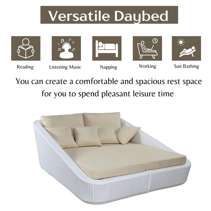 Patio Rattan & Wicker Double Conversation Daybed