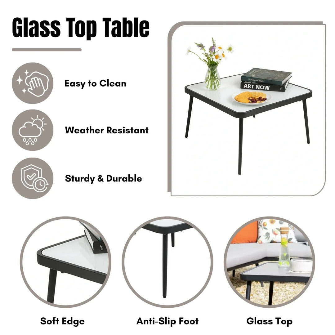 Genevieve Outdoor L-Shape All Weather Handwoven Rope Sofa Set