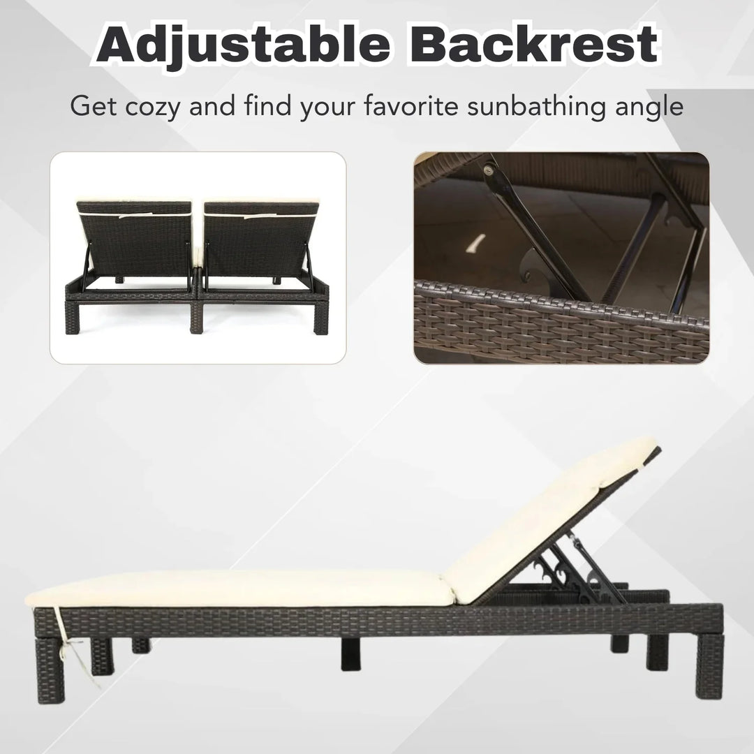 Vritika Outdoor All-Weather Rattan Wicker Chaise Lounge Chair Set of 2