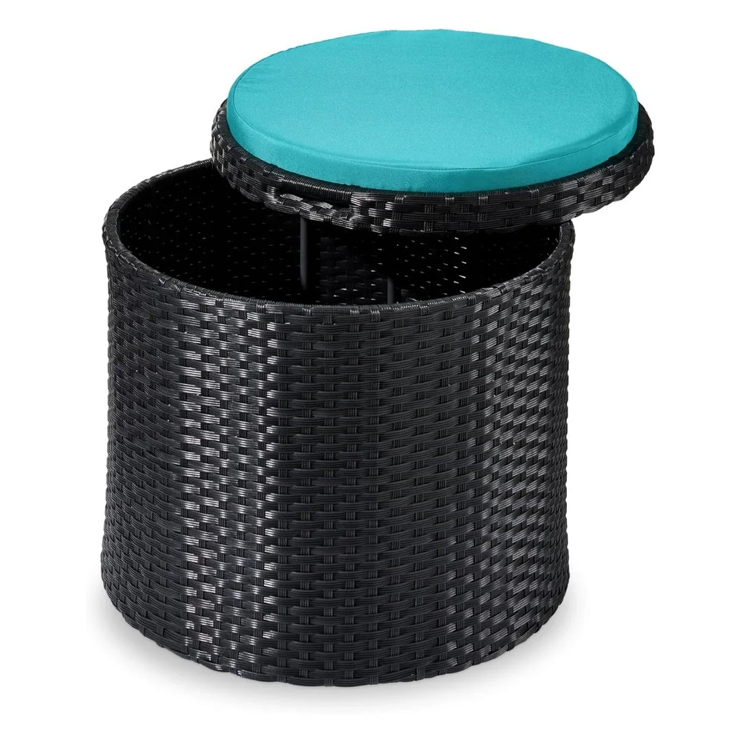 Round Wicker Ottoman for Patio & Backyard