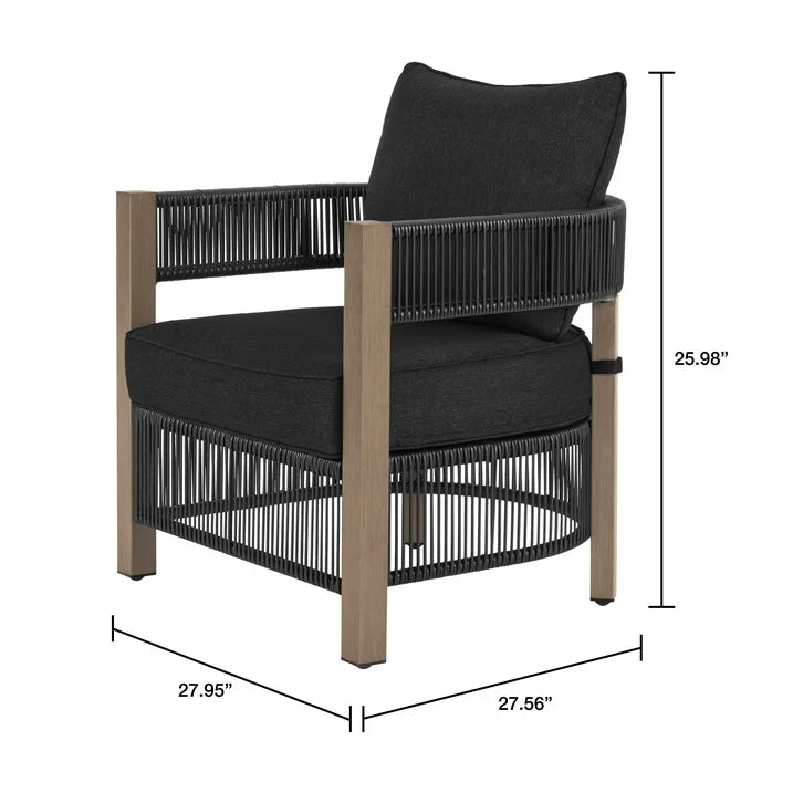 Espira Outdoor Patio Seating Set 4 Chairs and 1 Table Set (Black)