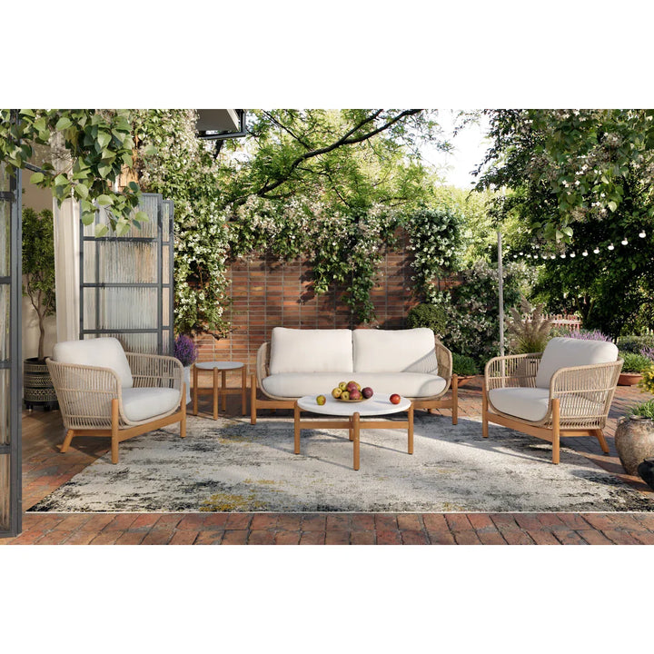 Apolo Outdoor Sofa Set 2 Seater , 2 Single seater , 1 Side table and 1 Center Table (Beige)