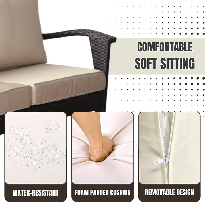 Xenia Outdoor Rattan Wicker 1-Piece Loveseat Sofa