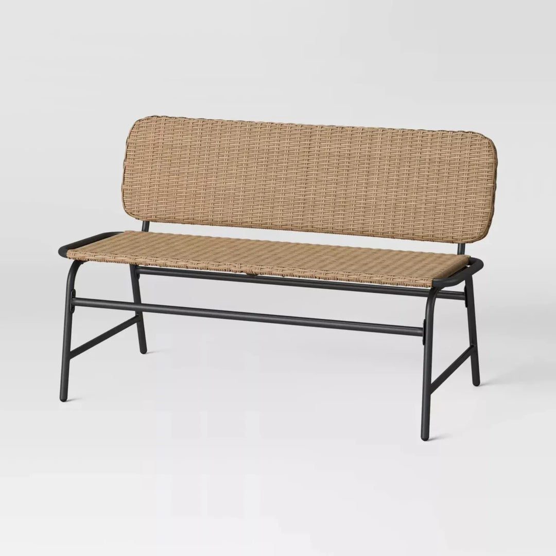 Parineeti 2-Seater Outdoor Garden Rattan Bench With Metal Frames