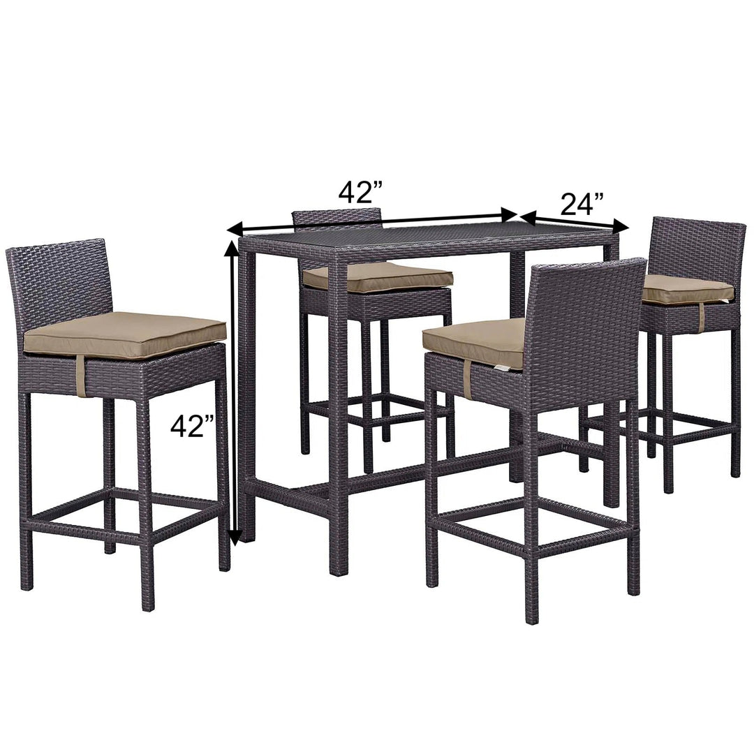 Lomeo Outdoor Patio Bar Sets 4 Chairs and 1 Table (Dark Brown)