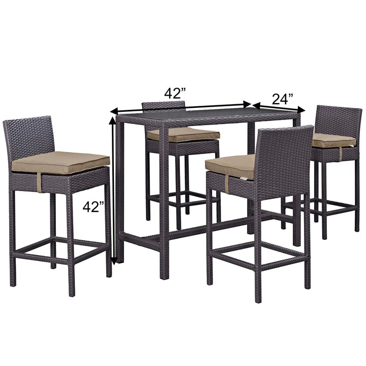 Lomeo Outdoor Patio Bar Sets 4 Chairs and 1 Table (Dark Brown)