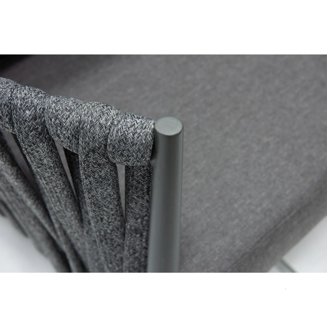 Fabian Outdoor Garden Balcony Sofa Set 5 Seater and 1 Center Table Set, Braid & Rope (Dark Grey)