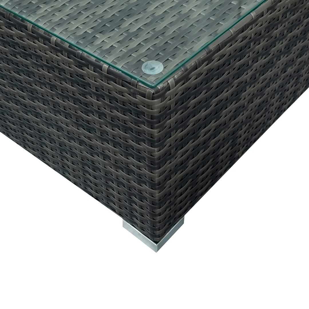 Zoi Outdoor Garden Balcony Sofa Set 6 Seater, Single seater With 1 Ottoman and 1 Center Table Set (Brown + White)