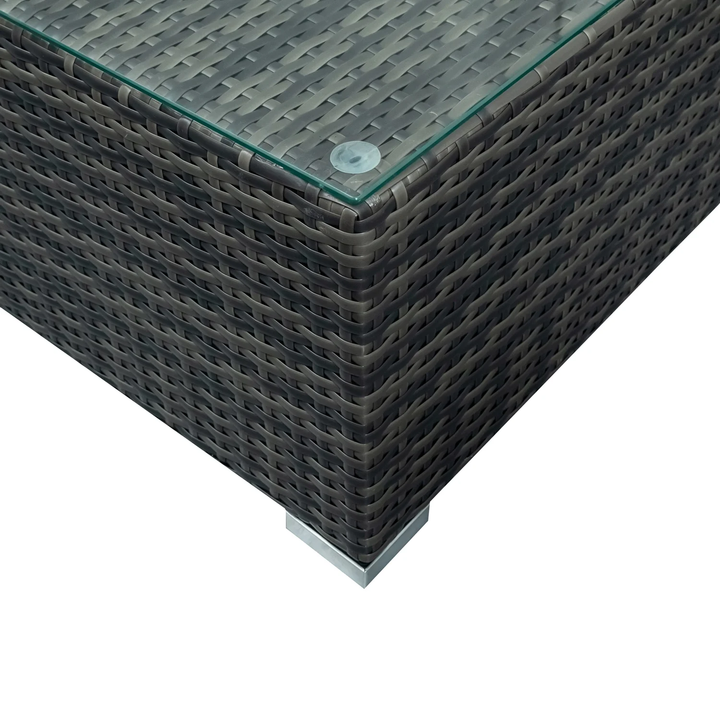 Zoi Outdoor Garden Balcony Sofa Set 6 Seater, Single seater With 1 Ottoman and 1 Center Table Set (Brown + White)