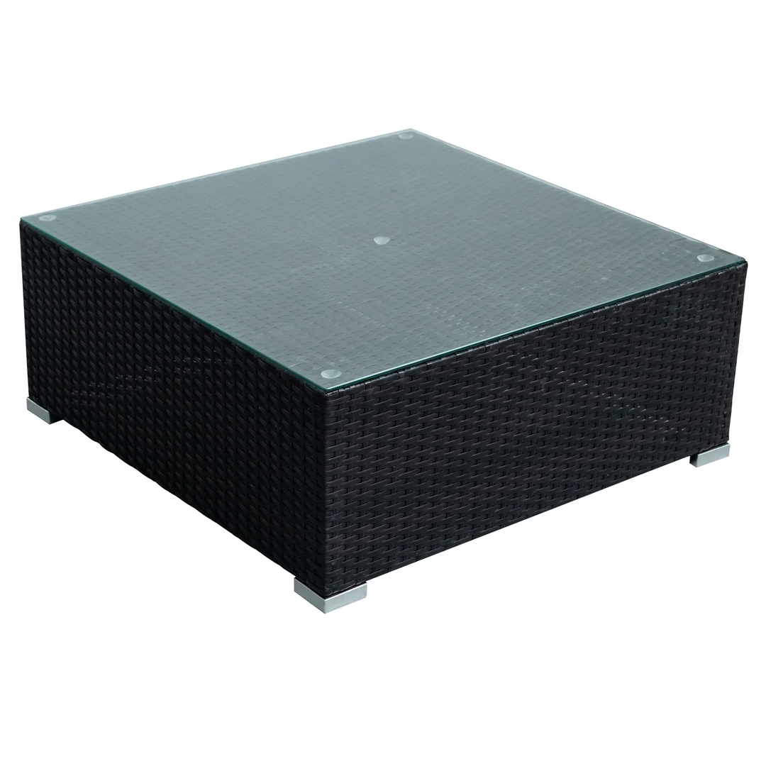 Silas Outdoor Garden Balcony Sofa Set 5 Seater, Single seater With 1 Ottoman and 1 Center Table Set (Black + White)