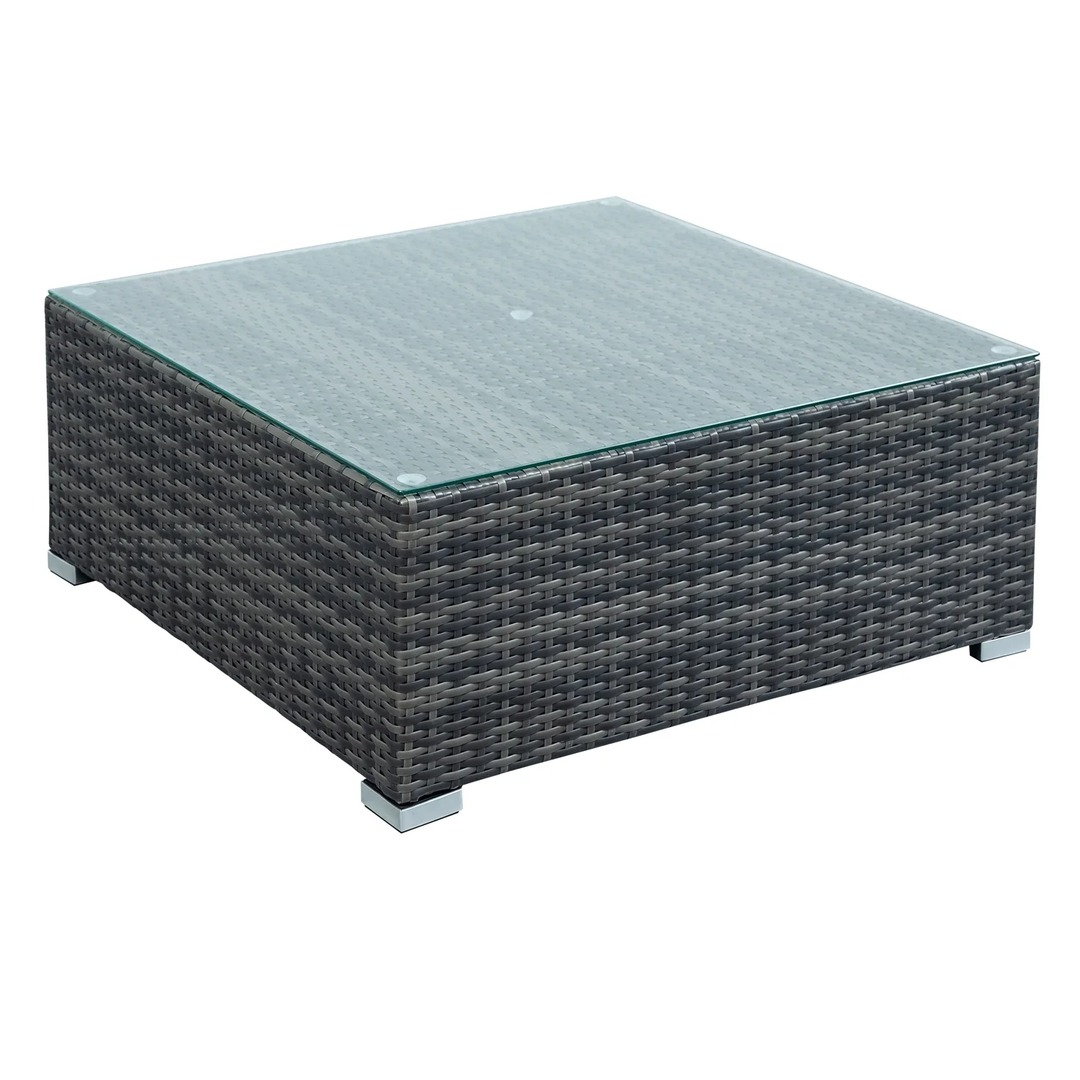 Zoi Outdoor Garden Balcony Sofa Set 6 Seater, Single seater With 1 Ottoman and 1 Center Table Set (Brown + White)