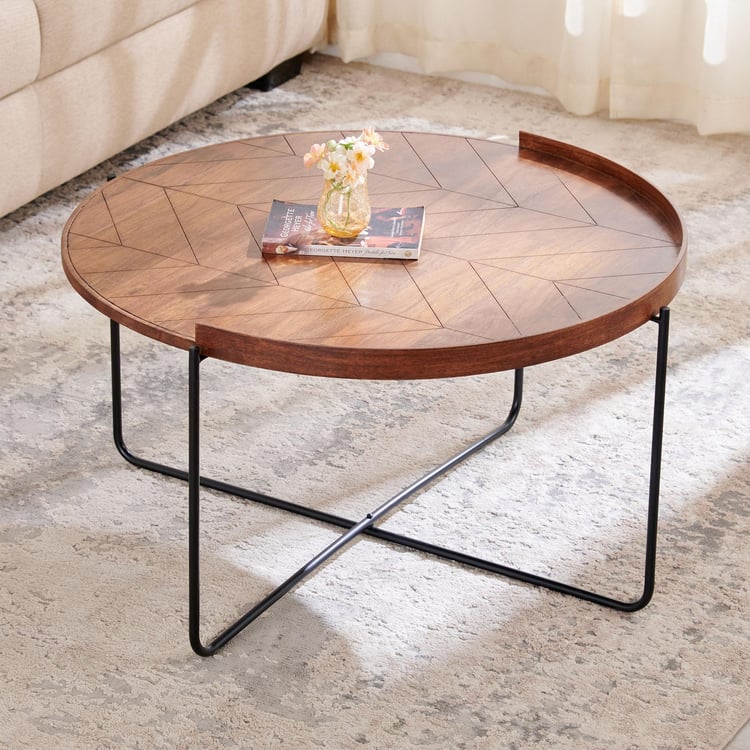 Bogolep Solid Wood Coffee Table with Metal Legs