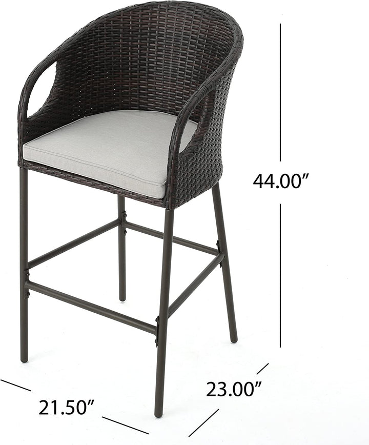 Udinesi Outdoor Patio Bar Chair 2 Chairs For Balcony (Brown)