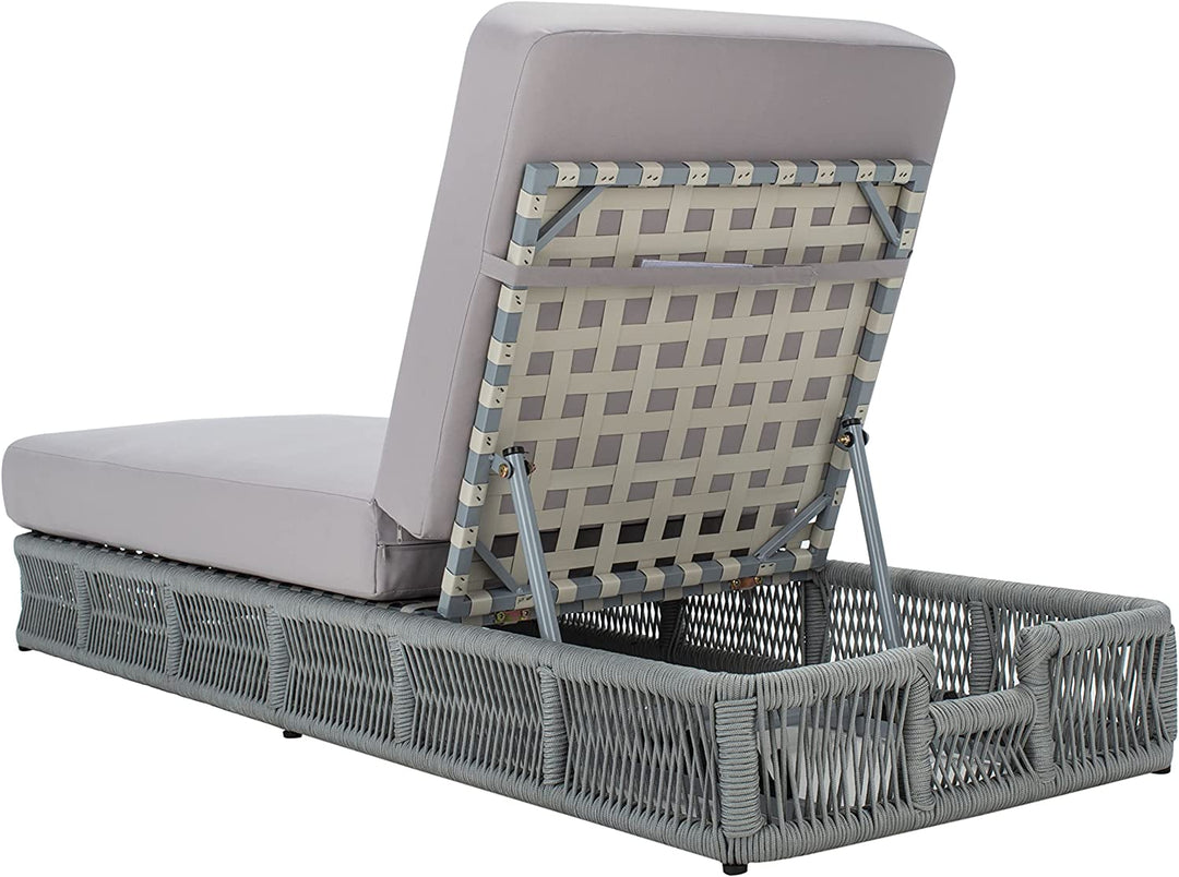 Vera Outdoor Swimming Poolside Lounger (Grey) Braided & Rope