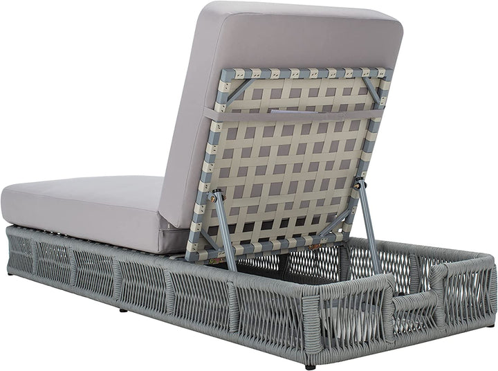 Vera Outdoor Swimming Poolside Lounger (Grey) Braided & Rope