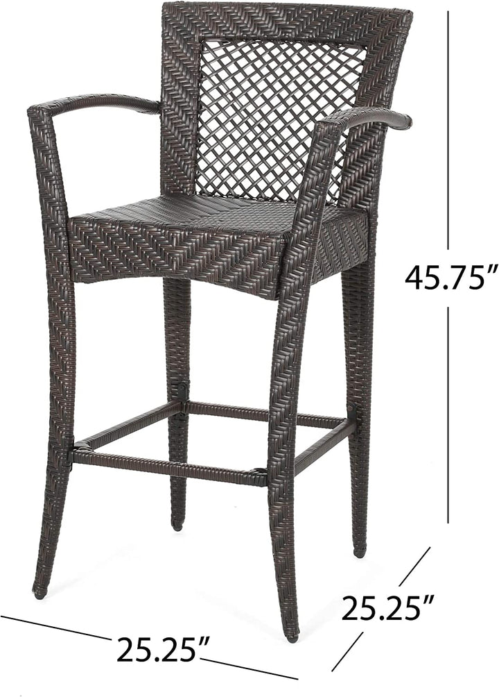 Lorenzo Outdoor Patio Bar Chair 2 Chairs For Balcony (Brown)
