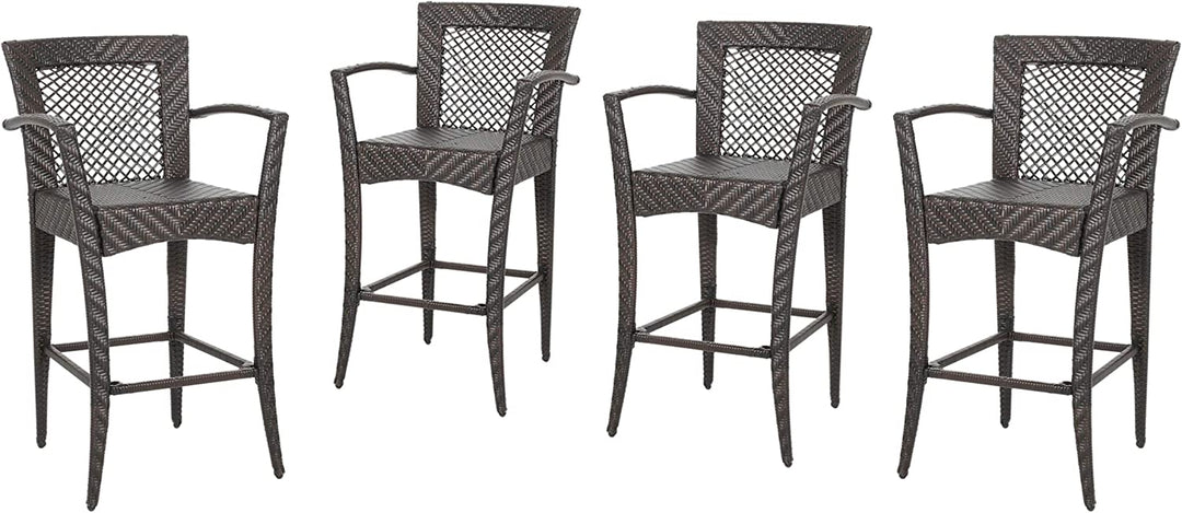 Severino Outdoor Patio Bar Chair 4 Chairs For Balcony (Brown)