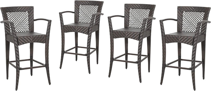 Severino Outdoor Patio Bar Chair 4 Chairs For Balcony (Brown)