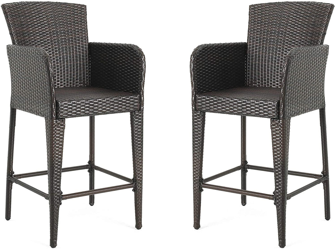 Quirino Outdoor Patio Bar Chair 2 Chairs For Balcony (Brown)