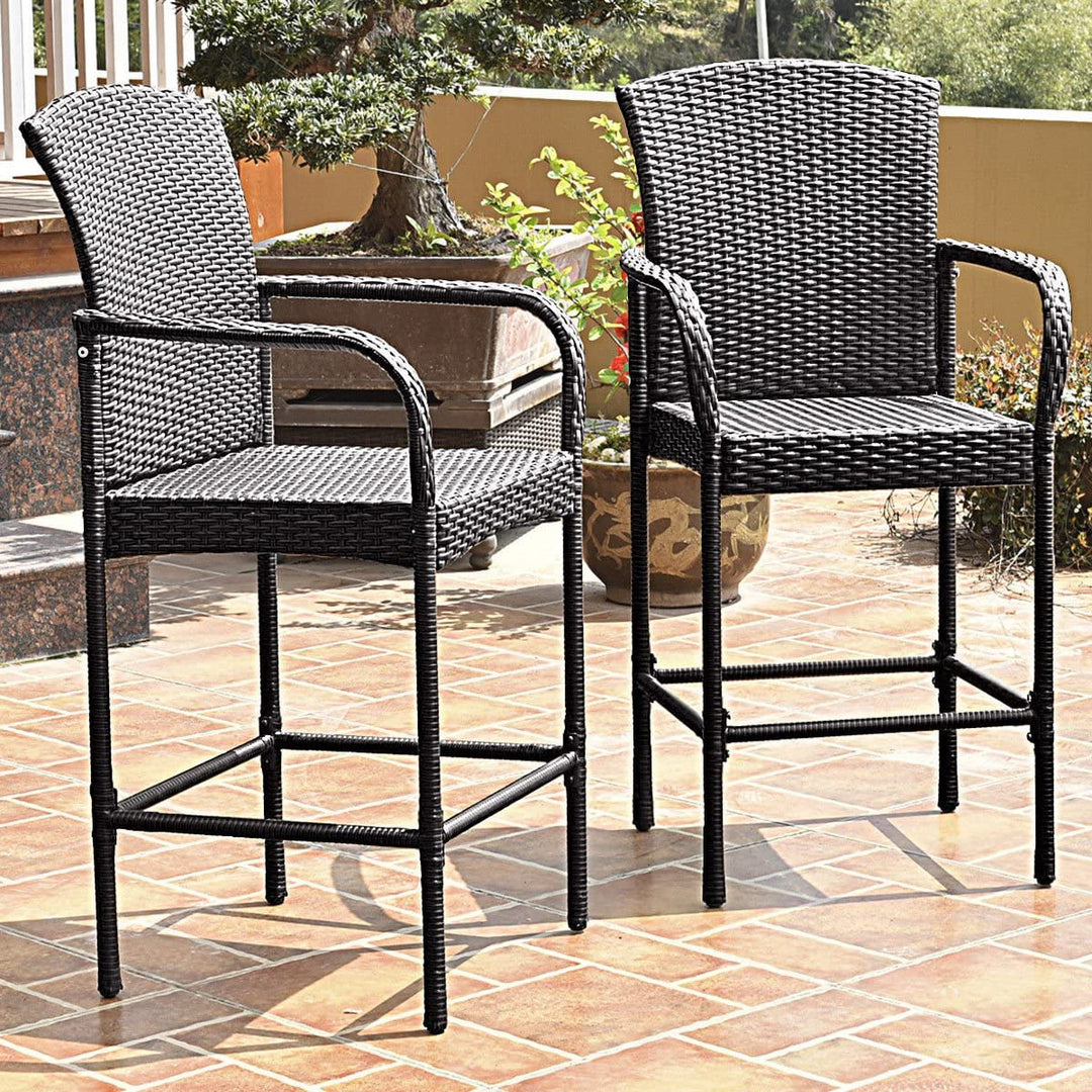 Anselmo Outdoor Patio Bar Chair 2 Chairs For Balcony (Dark Brown)
