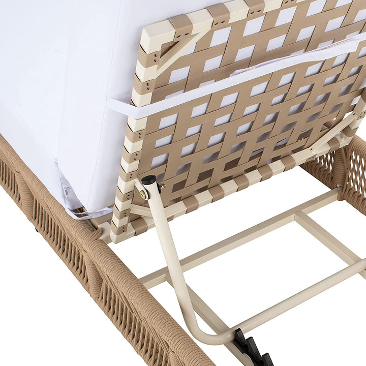 Reynard Outdoor Swimming Poolside Lounger (Tan) Braided & Rope