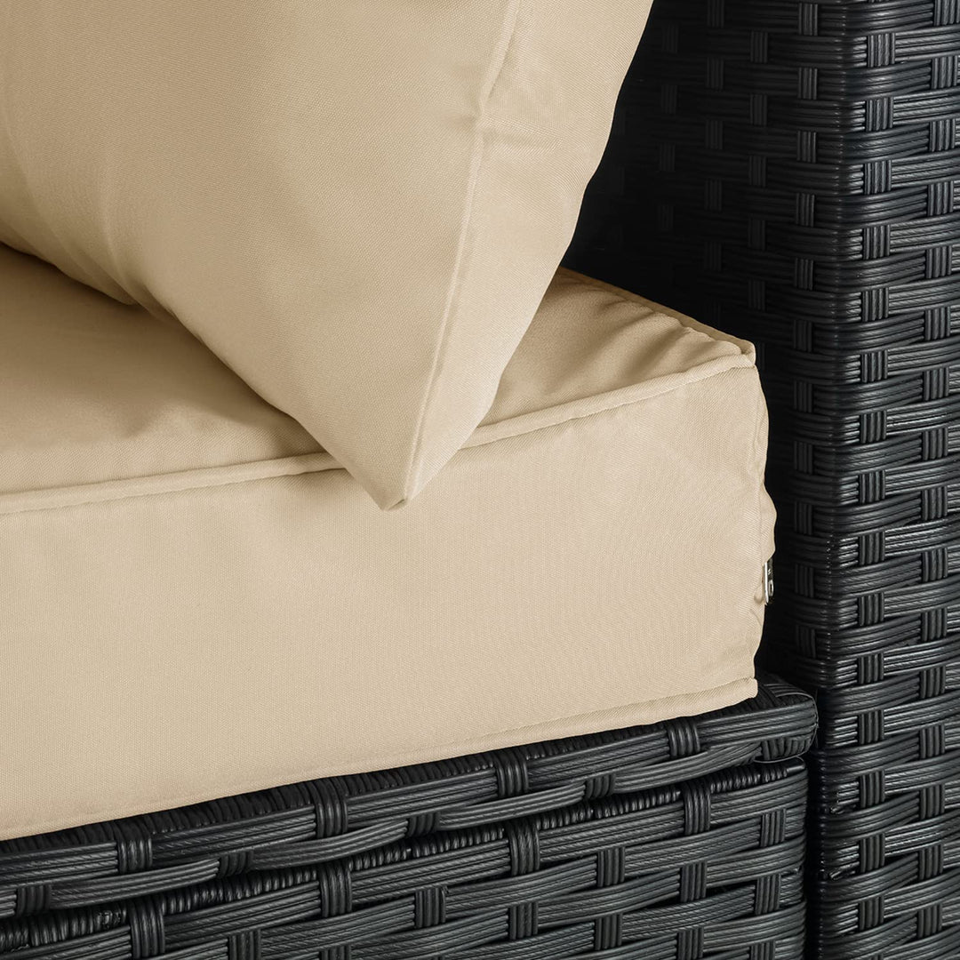 Zullo Outdoor Sofa Set 4 Seater, 2 Single seater and 1 Center Table (Black + Tan)