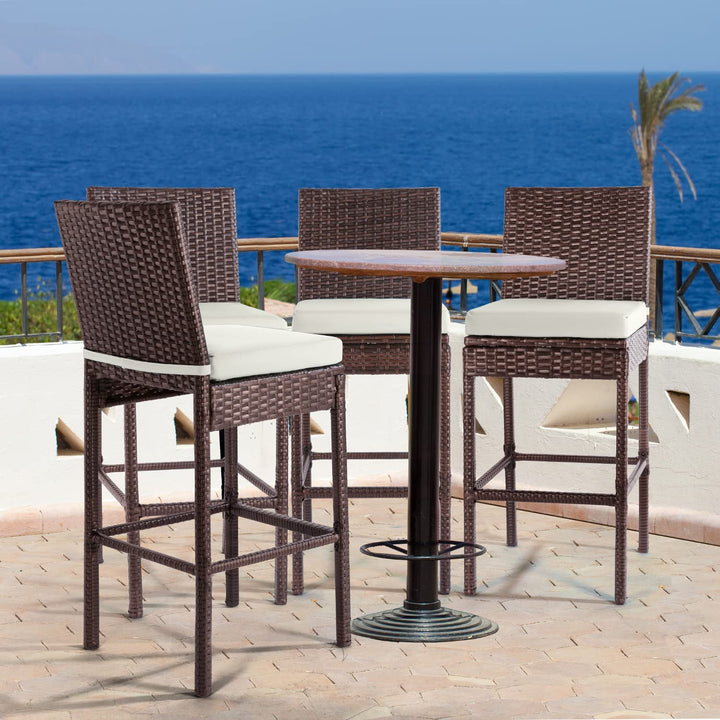 Arsenio Outdoor Patio Bar Chair 4 Chairs For Balcony (Brown)