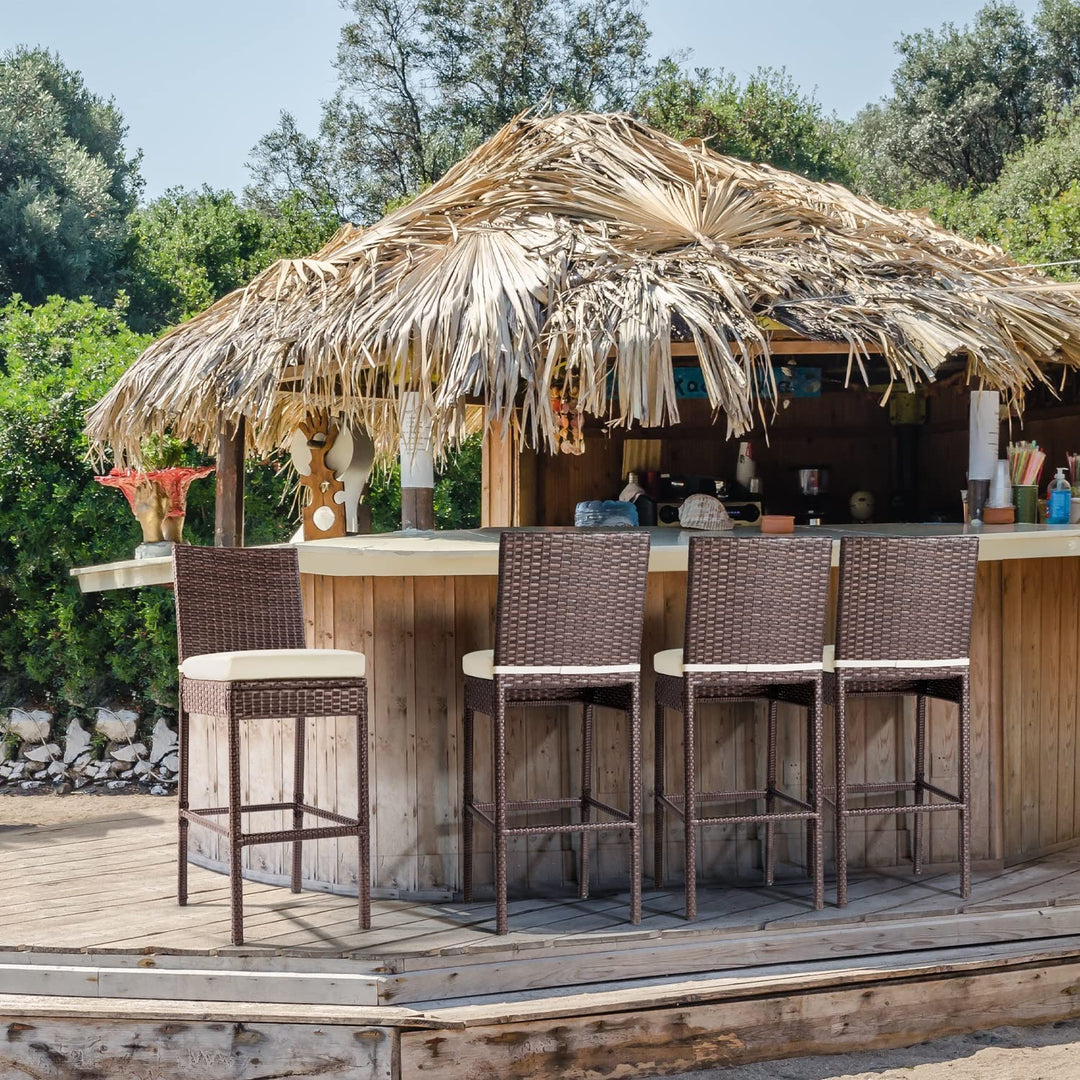 Arsenio Outdoor Patio Bar Chair 4 Chairs For Balcony (Brown)