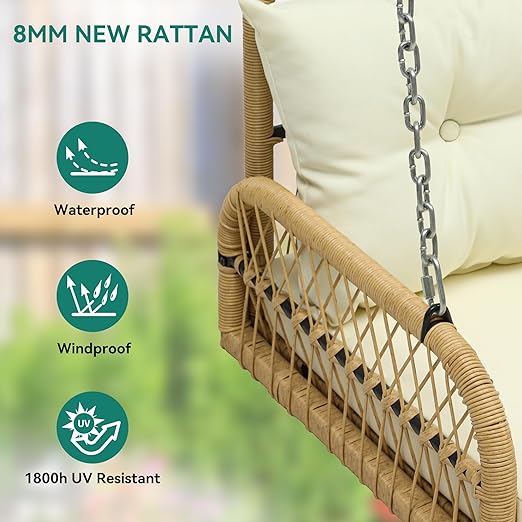 Anette Double Seater Hanging Swing Without Stand For Balcony, Garden Swing (Honey)