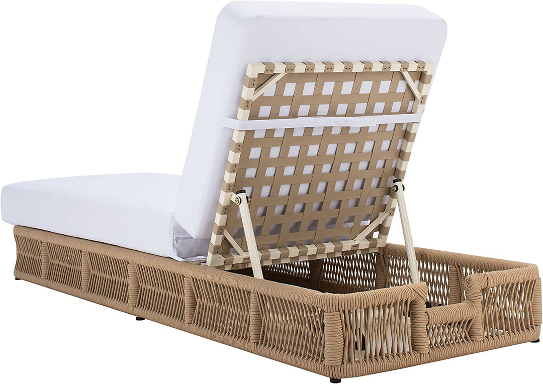 Reynard Outdoor Swimming Poolside Lounger (Tan) Braided & Rope
