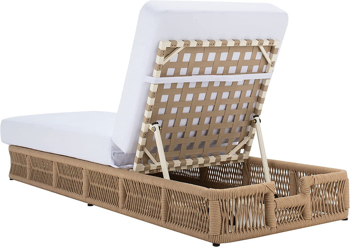 Reynard Outdoor Swimming Poolside Lounger (Tan) Braided & Rope