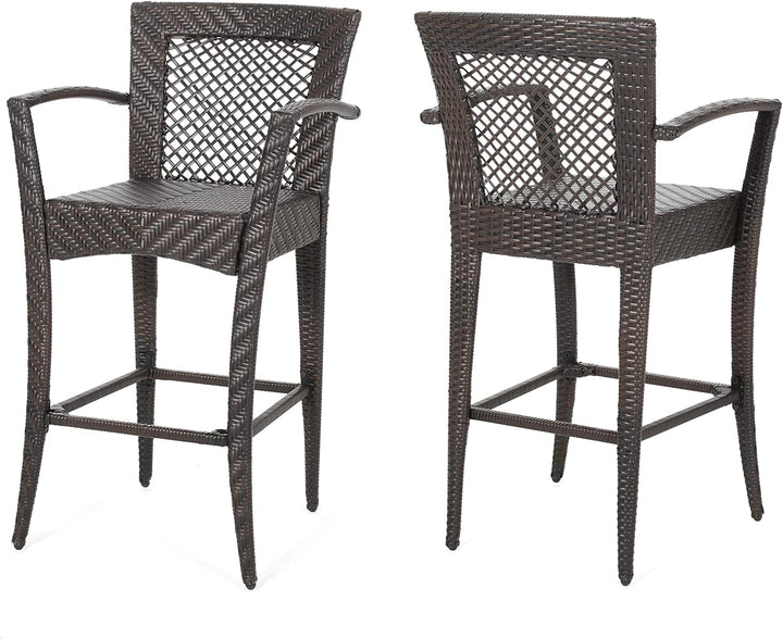 Lorenzo Outdoor Patio Bar Chair 2 Chairs For Balcony (Brown)