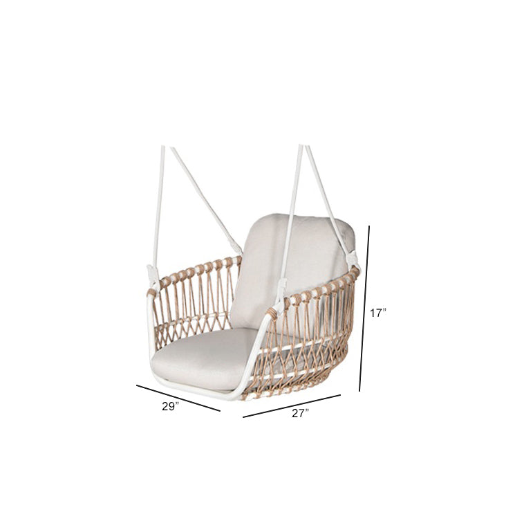 Tresso Single Seater Hanging Swing Without Stand For Balcony , Garden Swing (Tan) Braided & Rope