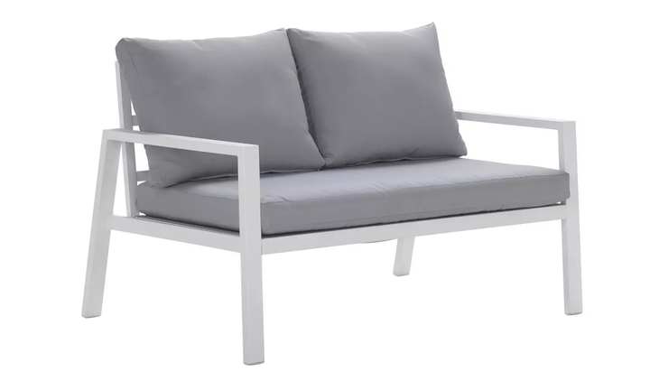 Dona Outdoor Sofa Set 2 Seater, 2 Single seater and 1 Center Table (White + Grey)