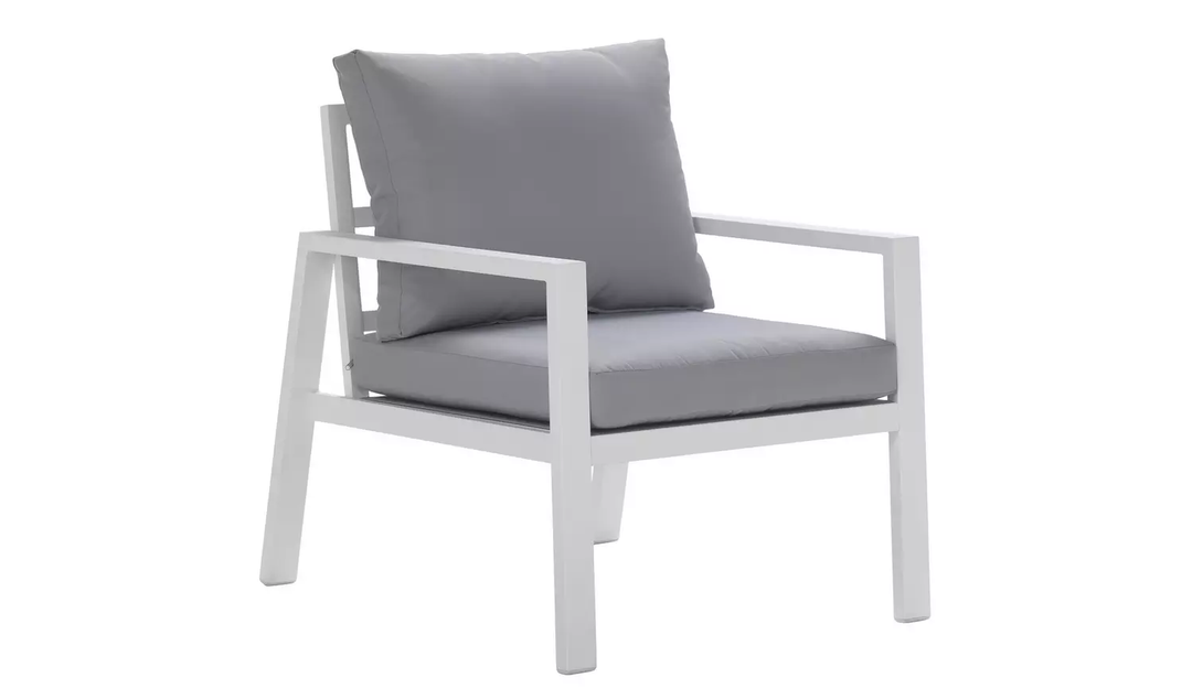 Dona Outdoor Sofa Set 2 Seater, 2 Single seater and 1 Center Table (White + Grey)