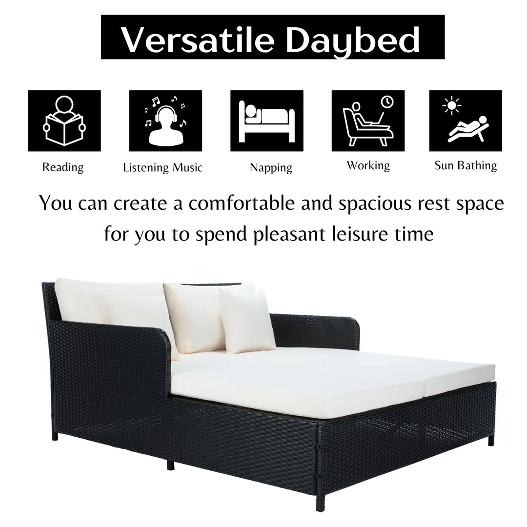 Katinka Outdoor Patio Double Seater Daybed For Garden, Poolside