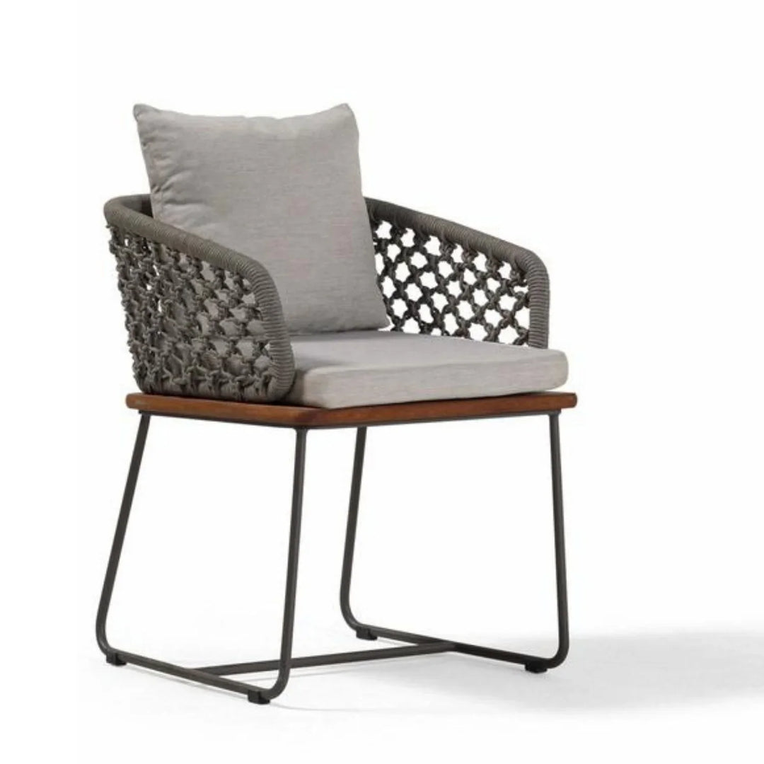 Adelyn Outdoor Rope 2-Piece Patio Chairs With Wooden Base