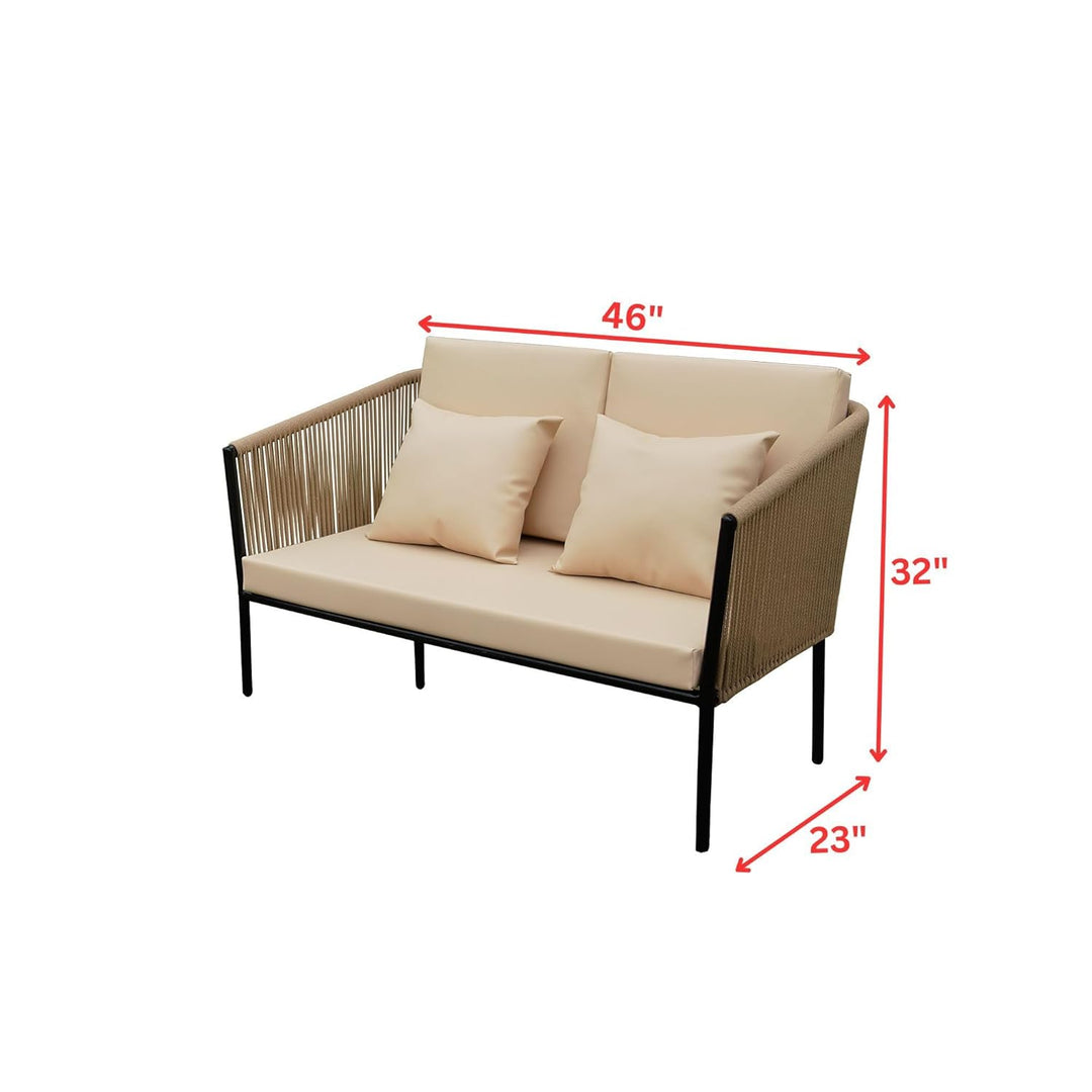 Parna Outdoor Garden Balcony Sofa Set 2 Seater , 2 Single Seater 1 Center Table Set Braided and Rope