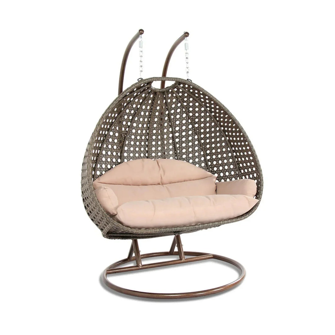 Baozhai Double Seater Hanging Swing Chair (Dark Brown/Cream)