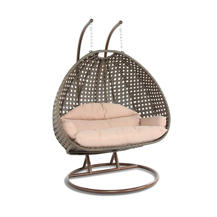 Baozhai Double Seater Hanging Swing Chair (Dark Brown/Cream)