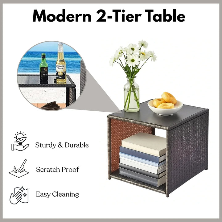 Geetika Outdoor 5 Piece Patio Wicker Furniture Set