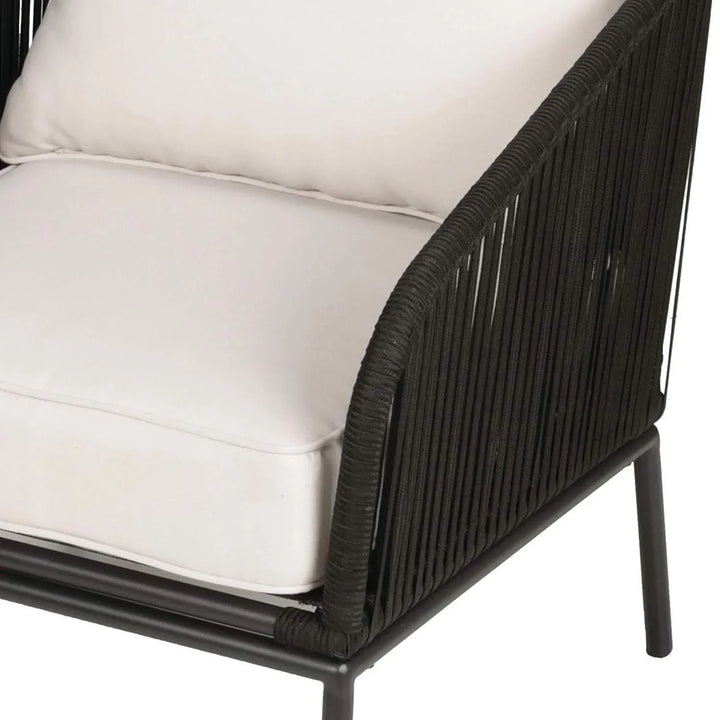 Safiya 3 Piece Outdoor Rope Bistro Set (Black & White)